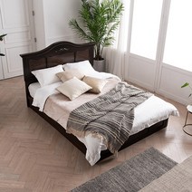 [삼익가구]리몬 아이보리 도장 침대(독립스프링 매트리스-퀸), 월넛