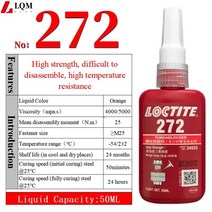 견고한 Threadlocker 록타이트 222 241 242 243 262 263 271 272 277 290 방수 밀폐형 느슨한 방청 액형 스, 09 272 50ml