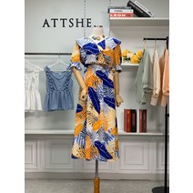 애티쉬 트로피칼 야자수 프릴 원피스 AOP1R083
