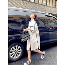 원피스남방 화이트 여름 부드러운 빅사이즈 MM 임부 뱃살가리기 인형 티셔츠 키커 보이는 경숙 4811696305