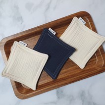 8중 패브릭 티코스터 / 요루 거즈 면 컵받침 / 티매트 (아이보리/ 차콜), 아이보리