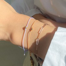 오운 14K 골드볼 레인보우 컬러 매듭 실팔찌