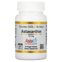캘리포니아골드뉴트리션 아스타잔틴 AstaLif 순수 아이슬란드산 12mg 베지 소프트젤 30정, 30 개, 30개