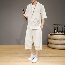 남자 면마 투피스 봄 여름 퓨전 생활 개량 한복 세트 절복 법복