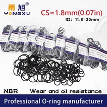 고무오링 50 개/몫 블랙 NBR 씰링 O-링 CS1.8mm 두께 ID11.8/12.5/13.2/14/15/16/17/18/19/20*1.8mm ORing 씰 고무 가스켓 와셔, [02] OD161xID125xCS18, [01] 18mm