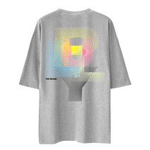 문컬렉션 베이직 5부 오버핏 반팔티셔츠 네온그래픽