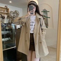 SMOPIG 여성 봄가을 트렌치 롱 트렌치코트