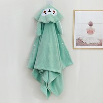 유아 아기 목욕타올 후드가운 망토 수건 타월 비치타월 샤워타월 아동 물놀이 비치가운 후드타월, 그린긴귀원숭이 70*140cm【4-8세 】