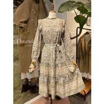 써스데이아일랜드 보더 믹스 패턴 롱 원피스(T218MOP265W)(1270788)