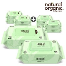 [네츄럴오가닉] 아기물티슈 오리지널 플레인 스마트캡형100매[5팩]+리필형100매[5팩], 제품명:OPC100_5+OER100_5