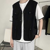 남자 아메카지룩 자켓 멀티 포켓 레이어드 코디 조끼 0.6987ea