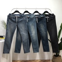 바이코드 JIN 남성 S-2XL 데미지 텐션스판 고급워싱 밴딩 데님팬츠(4컬러)