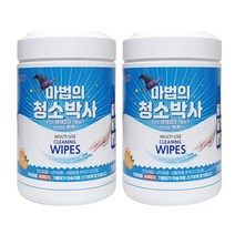 (무료배송)유한그린텍 마법의 청소박사 150매 원통형 2통 청소 물티슈 크리너 기름때 찌든때 제거, 2개