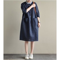 여성 린넨 원피스 오버핏 a라인 캐주얼 여자 봄 여름 가을 반팔 미디 원피스 linen dress women XK0111