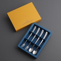 인스푼 티스푼포크 돌답례품 결혼답례품, 그린 포장, 인쇄함, 1세트, 슬림윙크 4P (스푼2+포크2)
