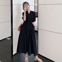 디커스텀 여성용 반팔 쉬폰 롱 원피스