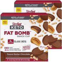 슬림패스트 키토 팻 밤 스낵 컵 피넛 버터 초콜릿 맛, 2개, 238g