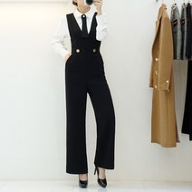 브이넥 골드버튼 멜빵 점프수트 정장 팬츠 (55-77 size)