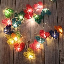 10/20/40led 등나무 하트 led 스트링 라이트 조명 크리스마스 웨딩 파티 발렌타인데이 장식 패어리 화환, [01] Multicolor, [03] 4M 40leds