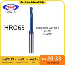SENO-카바이드 롱 넥 볼 노즈 엔드 밀 HRC55 CNC 딥 그루브 커터 밀링 라우터 비트 나이프 R0.15 R1 엔드밀, R0.15x4x4x50mm, HRC65 2F
