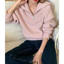 민스타일 파스텔 하프 반집업 니트 케이프 니트 봄신상