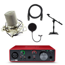 MXL 990 + 포커스라이트 스칼렛 SOLO 마이크 스탠드 패키지 3, 책상용 스탠드 + MXL990+SOLO