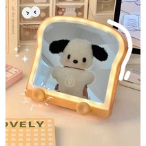 식빵 캐릭터 LED 조명 탁상 책상 거울 벽거울 손거울 화장대 폰거치대 소품, 핑크 구름 (조명 없음)