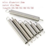 인장스프링 스텐인장스프링 금형 2-5pcs 1.0*8 * L 1.0mm 스테인레스 스틸 인장 스프링 후크 연장 외부 직경 8mm 길이 20mm ~ 150mm, 1x8x20 5pcs, 01 1x8x20 5pcs