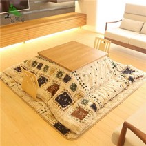 난방 코타츠 다과상 커피 샤브샤브 히터 인테리어, 정사각형 하늘색 이불 코타츠 세트