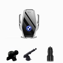 Ecool carlogo 무선충전 핸드폰 거치대 + carlogo 3.0 고속충전기 + 송풍구 거치대 + 부착형 거치대 + USB-C 전원선 세트, Silver, BMW