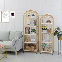 넓은 북유럽 새장 인테리어 매장 진열장 철제 유리 선반, 화이트5단80x30x180