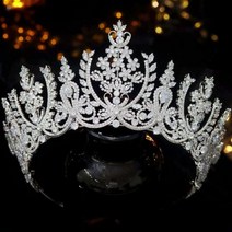 헤어 악세사리 Jorsnovs 럭셔리 큐빅 지르코니아 사우디 아라비아 빅 티아라 CZ 지르콘 톨 크라운 로열