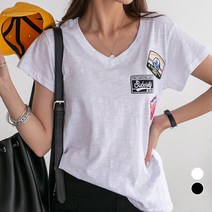 나크21 브이넥 와펜 반팔 티셔츠 NK12-T-52