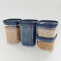 이노마타 투명 캐니스터 사각 밀폐용기 블랙, 520ml, 2개