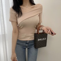 VANANA2 국내생산 사선 포인트 슬림핏 반팔 티셔츠