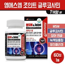 엠에스엠 조인트 글루코사민 관절 연골 영양제 MSM 초록입홍합 상어연골 분말 무릎 어께 손목 손가락 여성 남성 청소년 성장기 건강 기능식품 보조제, 1통, 엠에스엠 앤 조인트 글루코사민 60C
