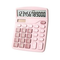 12자리 대형 LCD 디스플레이 태양광 증폭기가 있는 데스크탑 계산기 표준 기능 계산기 가정용 기본 사무실용 배터리 이중 전원, 분홍색, 협력사