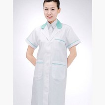 배색 반팔 여성용 영양사 의사 가운 올리브 유니폼, 2XL