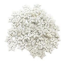 100pcs 흰색 눈송이 2 구멍 단추 diy 바느질 액세서리 19mm, 나무, 화이트