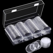 60개입 41mm 코인캡슐 메달 홀더 수납함수집 가능 실버이글 기념 코인 용기 보호용 오거나이저 케이스 포함, 01 공간, 60개