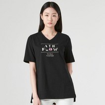 여성 브이넥 반팔 레터링 프린트 티셔츠 [2컬러]