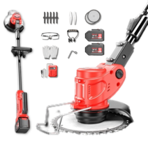 무선 충전식 예초기 전동 제초기 벌초 기계 전기 잔디 깍기 예취기 잡초 제거 관리, 6Ah 전동예초기, 배터리 2개