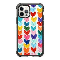 CASETiFY 아이폰 12/아이폰 12 프로용 울트라 임팩트 케이스 - 폴카 다우브 하트 클리어 블랙 523819