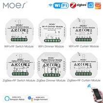 Moes 스마트 ZigBee WiFi 스위치 모듈 조광기 커튼 스위치 스마트 라이프 앱 원격 제어 Alexa Google 홈 음성 제어, China WiFi 2 Gang Dimmer