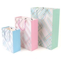 공공기관 관공서 단체선물 컬러풀한 사선체크 쇼핑백 휴대용 견고한 가성비, 대 - 퍼플