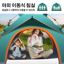 아웃도어 바람막이 방수 캠핑텐트 1~4인용 원터치텐트 피크닉 그늘막 텐트, [단순모형] 반자동 텐트 다크그린(3~4인), 200×200×130cm