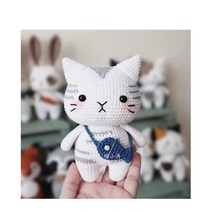 코바늘 뜨개질 인형만들기 DIY 패키지 모직 인형 귀여, 실버 얼룩 키티