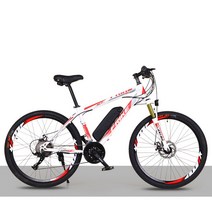 FRIKE 변속 전기자전거 36V 250W 8/10AH PAS 스로틀 겸용 리튬전지 MTB자전거 36KM/52KM, 블랙+레드, 10A