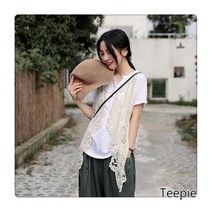티피/Teepie 여름 베스트 루즈핏 여성 민소매 카디건 롱 니트 상의