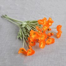 27리빙 기분전환 생화 같은 조화, 양귀비 귤색 2송이